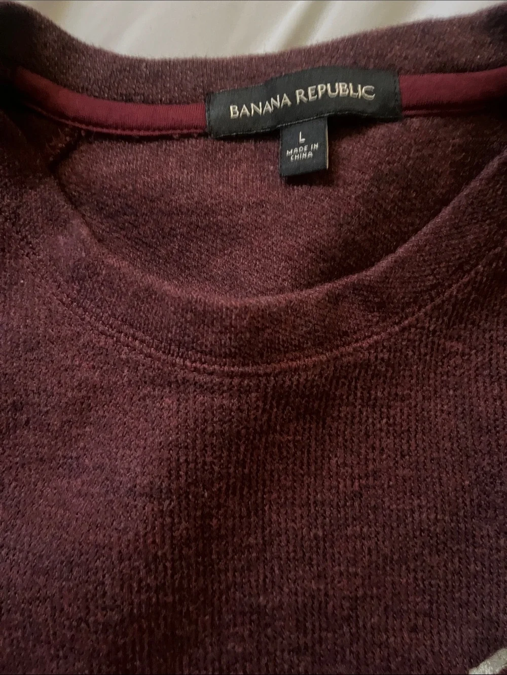 Banana Republic Maroon Crewneck Sweater with Embroidered Character